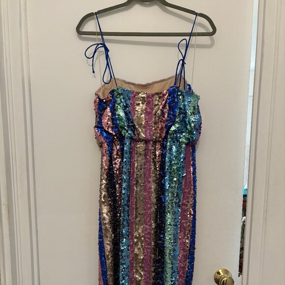 Aidan by Aidan Mattox Sequined Stripe Dress - Picture 4 of 5